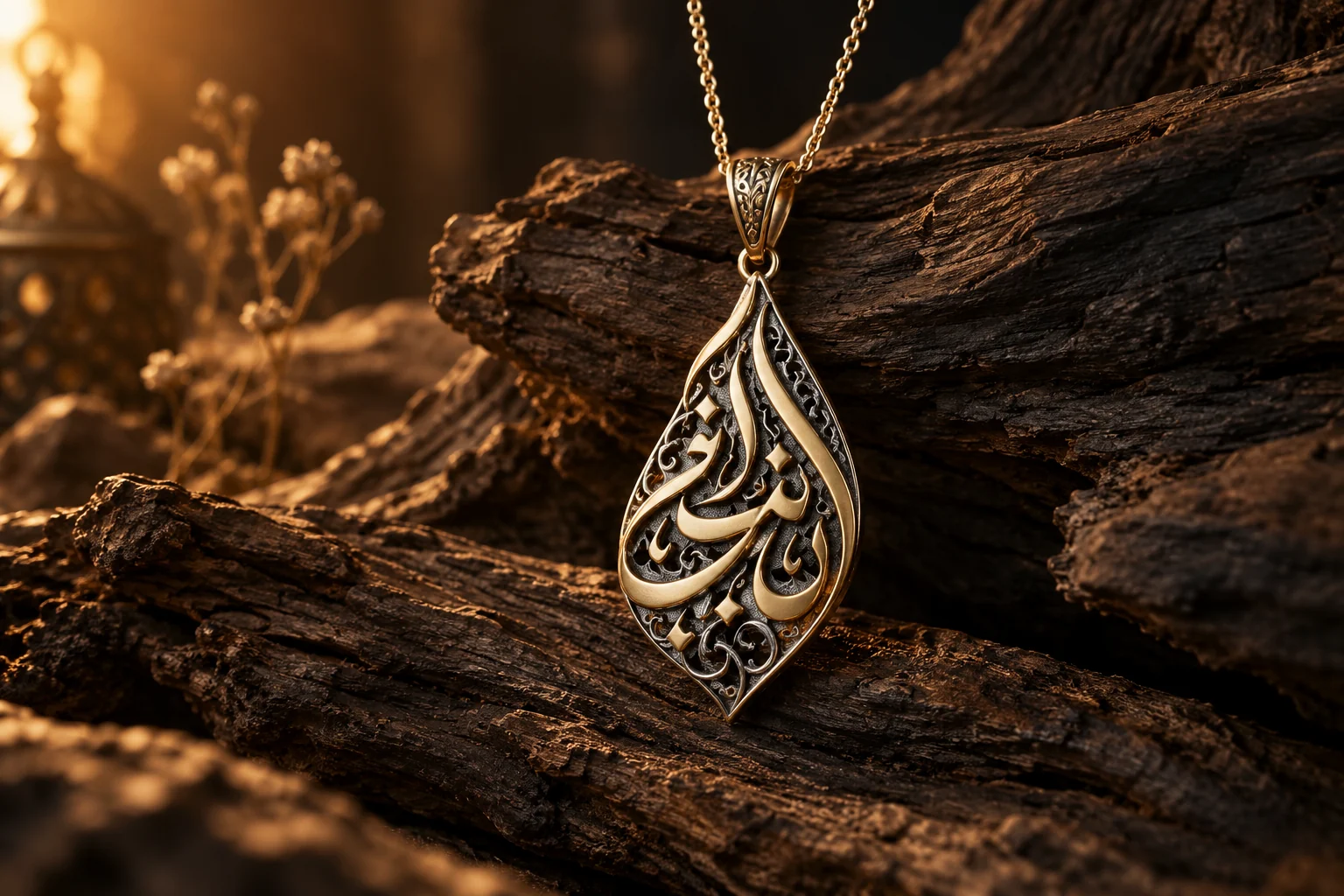 Illustrative editorial image: A Guide to Arabic Name Jewellery